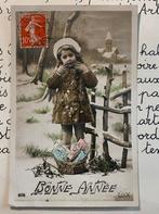 Bonne Année - meisje met mandje cadeautjes, Ophalen of Verzenden, Voor 1920, Gelopen, Feest(dag)