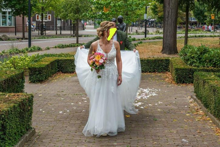 Trouwjurk maat 36, Kleding | Dames, Trouwkleding en Trouwaccessoires, Zo goed als nieuw, Trouwjurk, Wit, Ophalen