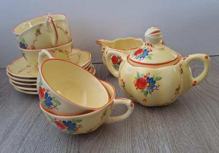 7-delig theeservies geel Deutsche Ditmar Urbach Utenlandsk, Antiek en Kunst, Antiek | Keramiek en Aardewerk, Ophalen of Verzenden