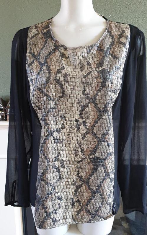 Stroke nette zwarte slangen top 42 / L shirt Gratis Verzende, Kleding | Dames, Tops, Zo goed als nieuw, Maat 42/44 (L), Zwart
