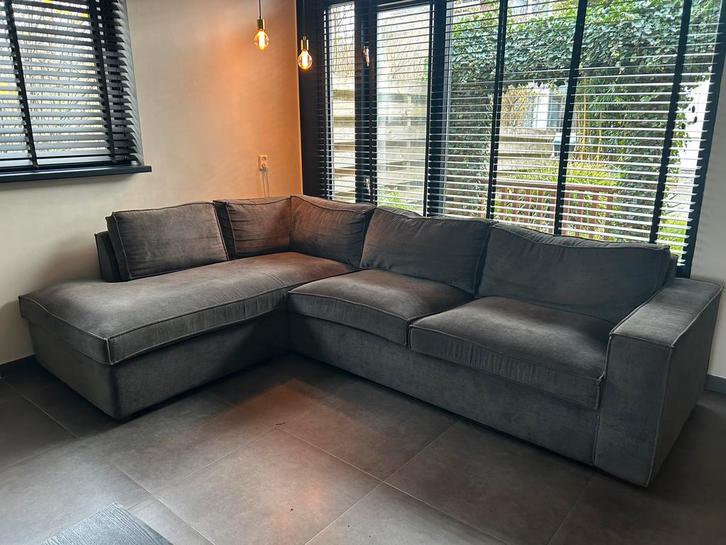 WOOOD hoekbank donkergrijs, Huis en Inrichting, Banken | Complete zithoeken, Zo goed als nieuw, Ophalen