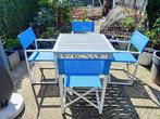 ZEER NETJES Tuinset aluminium tafel 90x90 met 4 stoelen, Tuin en Terras, Tuinsets en Loungesets, Ophalen, Gebruikt, Aluminium