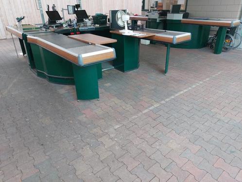 Kassa eiland met loopband geschikt voor 3 kassa's, Doe-het-zelf en Verbouw, Werkbanken, Gebruikt, Ophalen