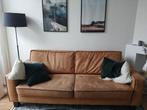 Bank tweezits zacht leer cognac, Huis en Inrichting, Banken | Bankstellen, Tweepersoons, 75 tot 100 cm, Zo goed als nieuw, Rechte bank