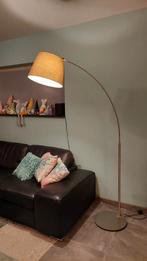 RVS staande lamp met taupe kap, Ophalen, Zo goed als nieuw, Stof, Modern