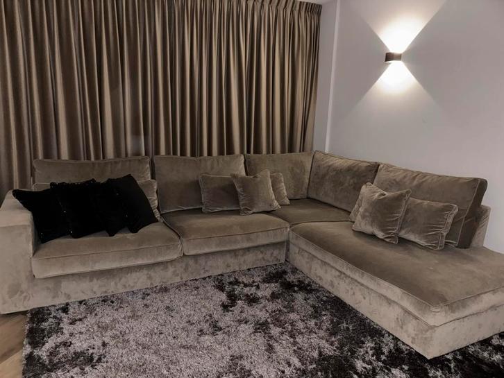 Luxe Eric Kuster Stijl Velours Bank, Huis en Inrichting, Banken | Bankstellen, Zo goed als nieuw, Hoekbank, Vierpersoons of meer