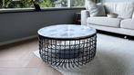 Marmeren salontafel, metalen frame, Huis en Inrichting, Tafels | Sidetables, Gebruikt, 50 tot 100 cm, Rond, Ophalen of Verzenden