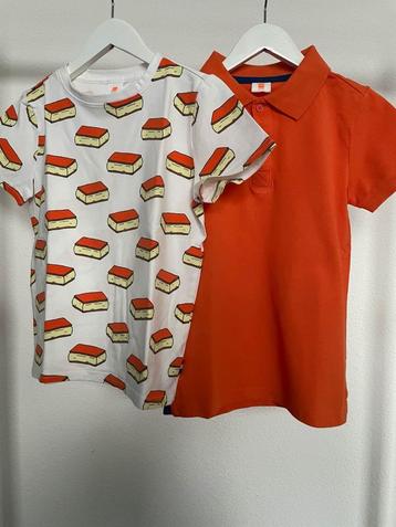 Setje HEMA polo & shirt met tompouceprint, maat 122-128  beschikbaar voor biedingen