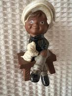 Vintage keramisch beeldje – jongetje met hondje ( UCTCI ?), Ophalen of Verzenden, Zo goed als nieuw