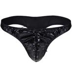 Zwarte kunstleren heren veter string / wetlook slip sexy, Kleding | Heren, Verzenden, Zwart, Slip