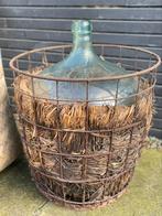 Wijnfles wijn fles gistfles bottelfles draadmand draad mand, Antiek en Kunst, Ophalen of Verzenden