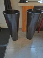 Set van 2 zwarte bloempotten, Ophalen of Verzenden, Gebruikt