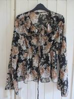 Blouse vintage bloemen print en ruffles maat 36 S Shein H&M, Nieuw, Ophalen of Verzenden, Maat 36 (S), Zwart