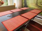 6 placemats bamboe latjes, rood, Ophalen, Zo goed als nieuw, Placemat