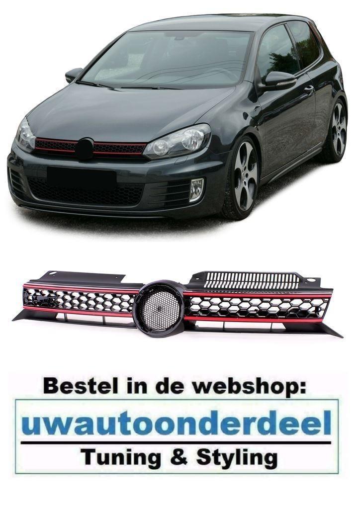 Grill Glans Zwart Rode Bies GTI Look Geschikt Voor VW Golf 6, Auto diversen, Tuning en Styling, Verzenden