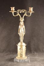 Paar grote antieke bronzen kandelaars, Ophalen of Verzenden, Koper of Brons