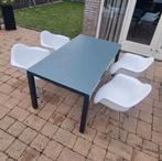 Tuintafel met 4 stoelen, Ophalen, Zo goed als nieuw, Rechthoekig, Aluminium