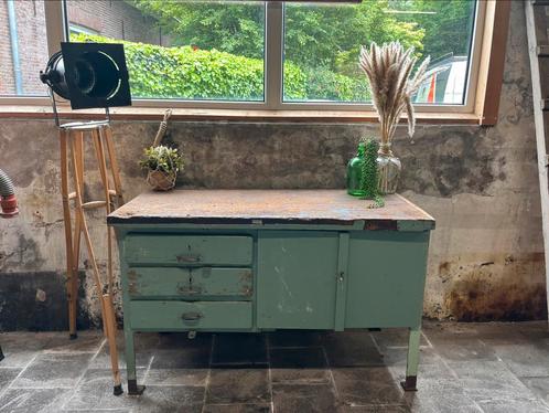 Stoere industriële werkbank, Antiek en Kunst, Curiosa en Brocante, Ophalen