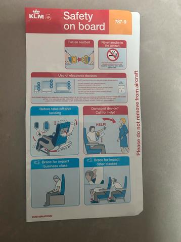 KLM Veiligheidskaart aan Boord dreamliner safety card beschikbaar voor biedingen