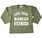 Tekst shirt baby /kind? Cool dude met naam en leeftijd, Nieuw, Ophalen of Verzenden, Jongetje of Meisje