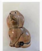 Uit been gesneden schattige hond, 8 x 5 cm, Antiek en Kunst, Kunst | Beelden en Houtsnijwerken, Ophalen of Verzenden