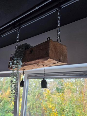 Robuuste Eiken Hanglamp - 2 Fittingen beschikbaar voor biedingen