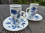 Blue Danube Zwiebelmuster  porseleinen espressokopjes en sch, Ophalen of Verzenden, Zo goed als nieuw, Porselein, Kop en/of schotel