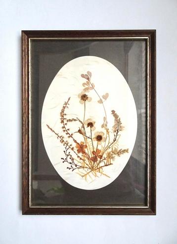 Vintage 70s droogbloemen bloemen lijst lijstje zwart bruin  beschikbaar voor biedingen