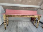 Sidetable bureau knalroze met goud boho Ibiza hippie stijl, Gebruikt, 100 tot 150 cm, Grenenhout, Ophalen of Verzenden