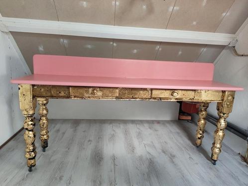 Sidetable bureau knalroze met goud boho Ibiza hippie stijl, Huis en Inrichting, Tafels | Sidetables, Gebruikt, 50 tot 75 cm, 100 tot 150 cm