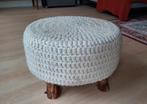 Vintage poef / bijzettafel / voetenbankje, Ophalen, Minder dan 50 cm, Rond, Minder dan 50 cm