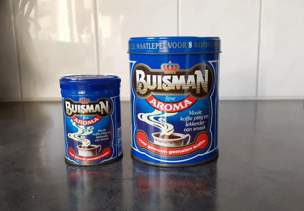 Buisman. Koffiearoma. 2 blikjes. Compleet., Verzamelen, Blikken, Gebruikt, Overige, Overige merken, Ophalen of Verzenden