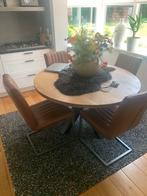 Eettafel 130 cm met 4 stoelen, Ophalen of Verzenden, Zo goed als nieuw, Vier
