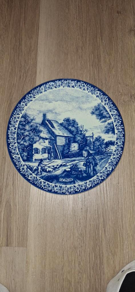 Delfts Blauw Bord - Herfsttafereel, Antiek en Kunst, Antiek | Wandborden en Tegels, Ophalen of Verzenden