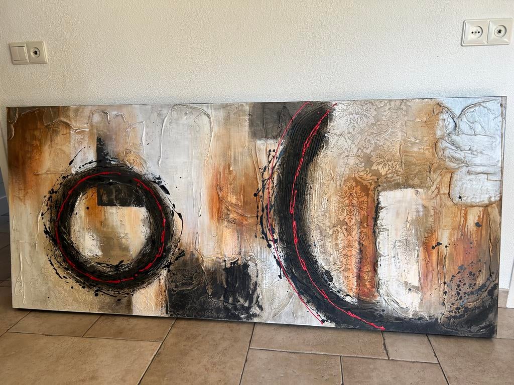 Abstract schilderij met reliëf, Antiek en Kunst, Kunst | Schilderijen | Abstract, Ophalen