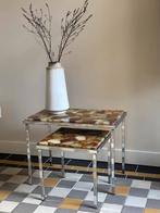 Vintage bijzettafels, onyx en epoxy, art deco, Ophalen of Verzenden