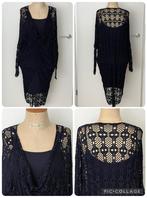 JURK - DONKERBLAUW - 1 MAAT - 2 DELEN -SPAGHETTI + BOVENLAAG, Ophalen of Verzenden, Zo goed als nieuw, Blauw, Boven de knie