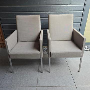 Tuinstoelen 4 Seasons Outdoor taupe- rvs 2 stuks incl hoezen beschikbaar voor biedingen