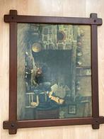 Klassiek Schilderij Man bij Haard Ingelijst Hout, Ophalen