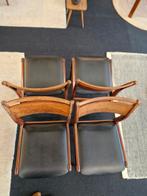 Vintage eetkamerstoelen palissander zwart skai 70s (4), Ophalen, Gebruikt, ., Zwart