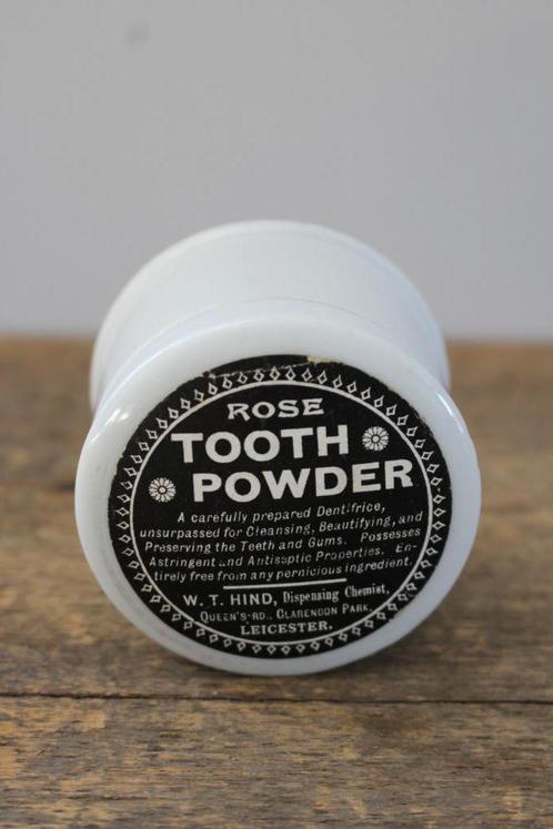 Oud advertising potje Rose Tooth Powder *Pronck & Praal*, Antiek en Kunst, Curiosa en Brocante, Ophalen of Verzenden
