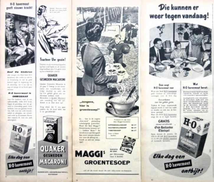 15 vintage advertenties reclames eten 1954 etenswaren, Verzamelen, Merken en Reclamevoorwerpen, Gebruikt, Overige typen, Verzenden