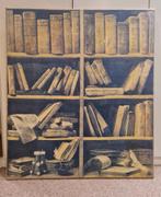Groot canvas doek met boekenkast, Huis en Inrichting, Woonaccessoires | Wanddecoraties, Zo goed als nieuw, Ophalen