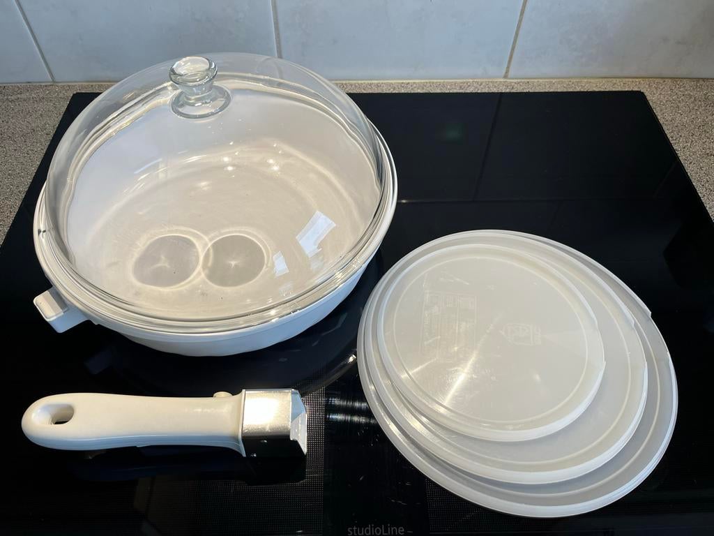 Arcoflam Keramische Pannenset., Ophalen of Verzenden, Gebruikt, Overige materialen, Pannenset
