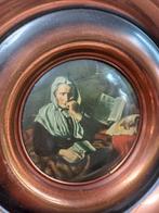 oud koperen wandbord,  afbeelding vrouw, Ophalen of Verzenden