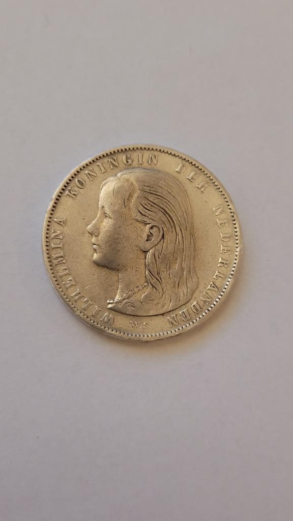 1 gulden 1896, Postzegels en Munten, Munten | Nederland, Losse munt, 1 gulden, Koningin Wilhelmina, Zilver, Ophalen of Verzenden