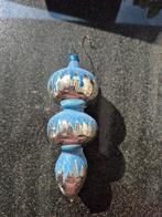 Kerstbal pegel oude kerstbal antiek zilver met blauw sneeuw, Diversen, Kerst, Ophalen of Verzenden, Zo goed als nieuw