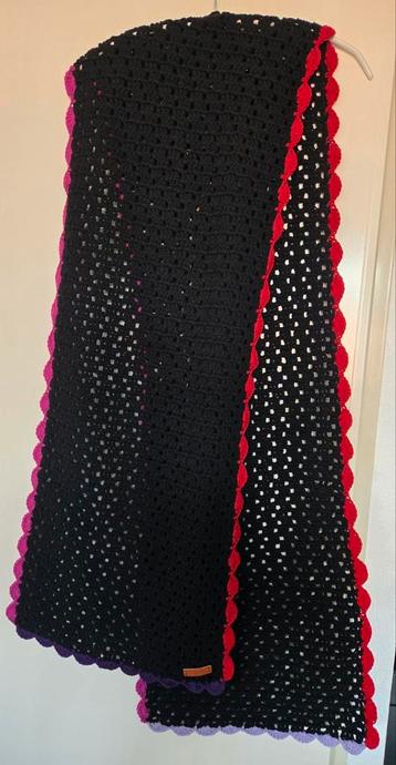 Nieuw zwart gehaakte stola sjaal 235x43cm beschikbaar voor biedingen