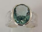 Massief zilveren ring met aquamarijn, Sieraden, Tassen en Uiterlijk, Ringen, Blauw, Ophalen of Verzenden, Zo goed als nieuw, 17 tot 18