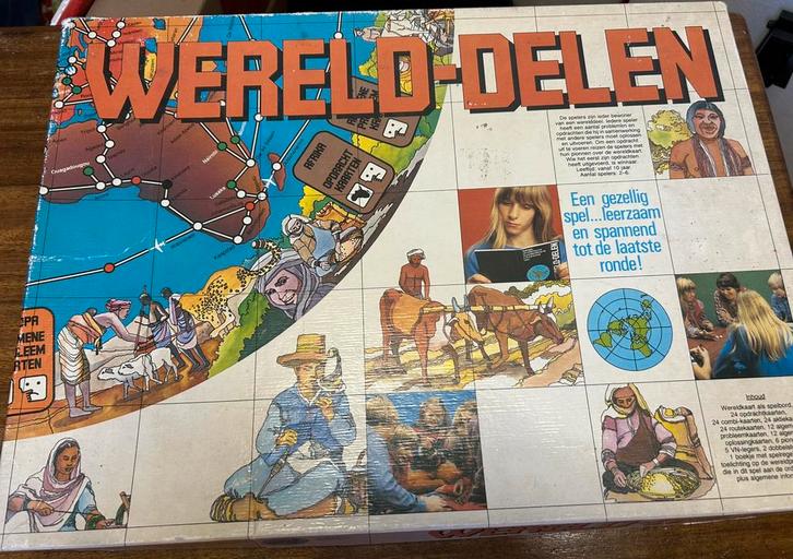 Vintage bordspel Wereldelen, Hobby en Vrije tijd, Gezelschapsspellen | Kaartspellen, Gebruikt, Een of twee spelers, Drie of vier spelers